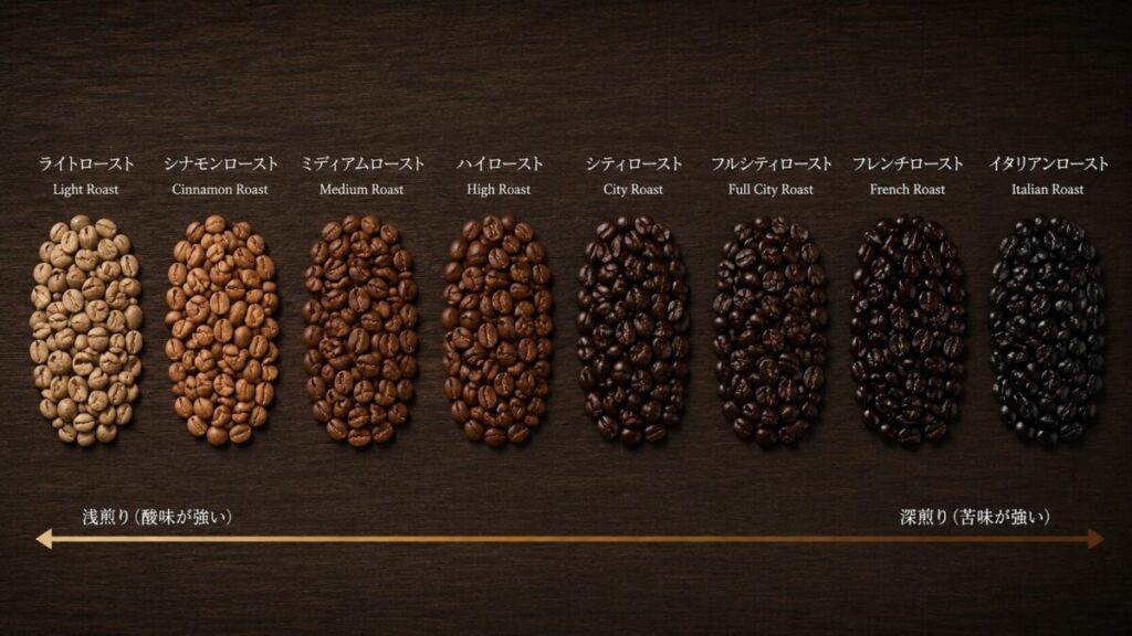 コーヒー豆のロースト比較